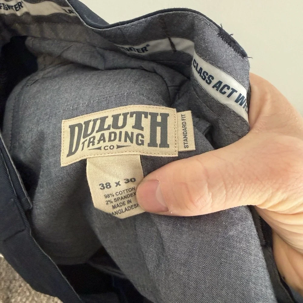 Duluth Trading Co Pants Mens 38x29 Blue Class Act‎ Standard Fit No Iron